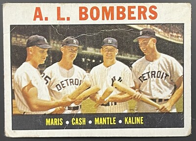 1964 TOPPS #331 AL BOMBERS MANTLE/MARIS PR (CREASE) HOF