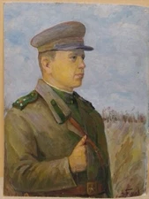 Картина Портрет офіцера РККА з підписом автора .