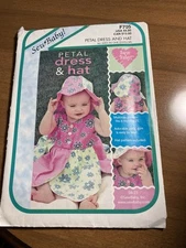 Sew Baby F705  Baby Girls Petal Dress and Hat Sewing Pattern 6 Month-2T Cut READ