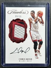 CHRIS BOSH 2016-17 PANINI FLAWLESS #SP-CB SIGNATURE PRIME GU PATCH AUTO RUBY /15