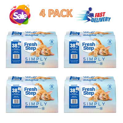 4 Pack- Fresh Step Simply Unscented Clumping Cat Litter, 38 LB Bag