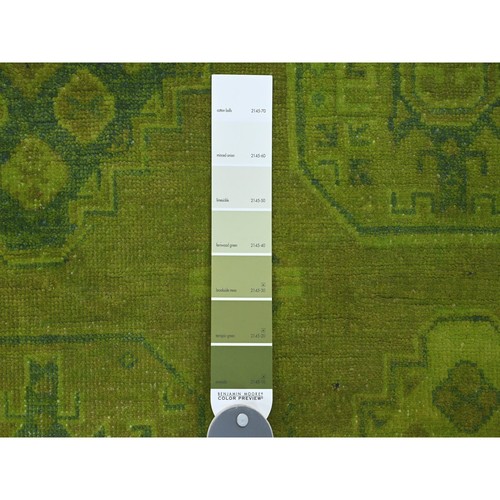 6'x8'2" Green Overdyed Kazak Geometric Design Hand Knotted Pure Wool Rug G20443 - Picture 3 of 6