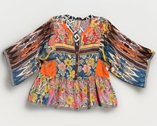 JOHNNY WAS "Miranda" Mixed Silk Floral Print Blouse Multicolor Size Small