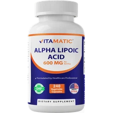 Alpha Lipoic Acid (ALA) 600mg PerServ 240Caps Vitamatic Antioxidant Brain Health