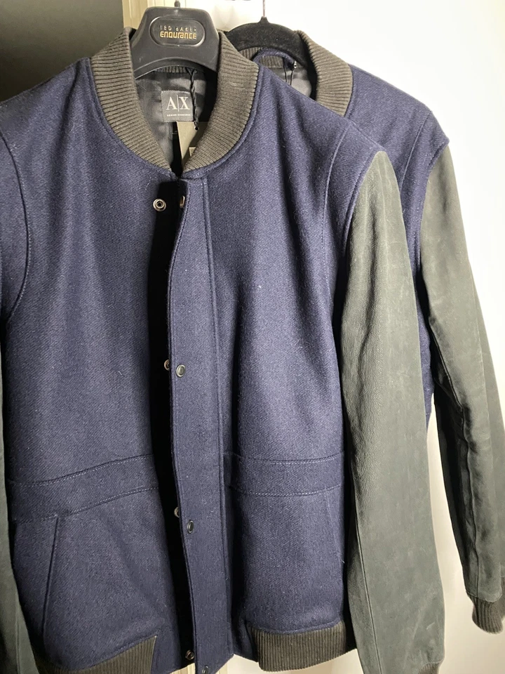 $330 Ax ARMANI EXCHANGE WOOL LEATHER bomber varsity JACKET NEW 100% AUTHENTIC - Image 3 of 4