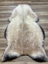 XXXL 120x71 cm Island Schaffell Lammfell Grau Schwarz gescheckt echte NATURFARBE