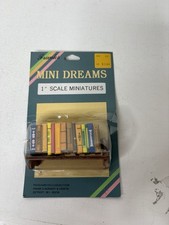 Dollhouse Miniatures Books with Wood Bookshelf 1" Scale Franks Mini Dreams