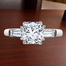 18k White Gold 3.60 Ct Cushion IGI Certified Lab Created Diamond Engagement Ring