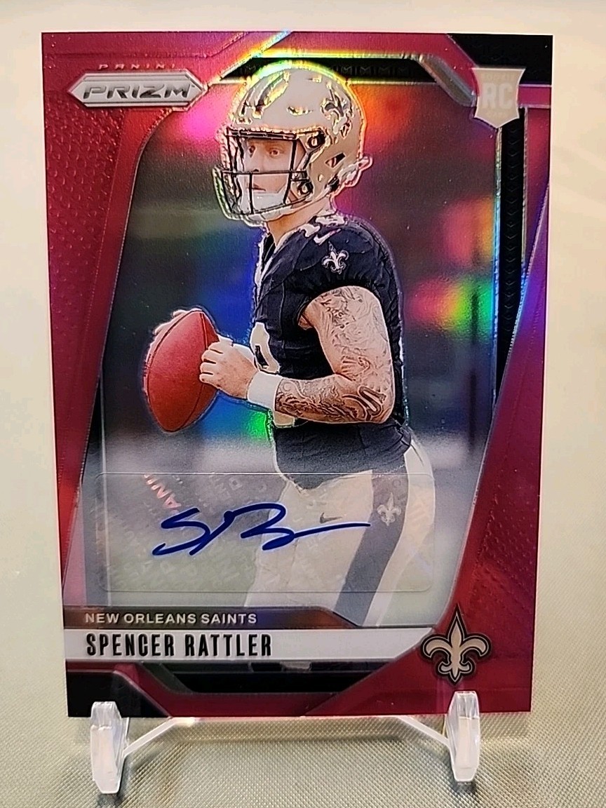 2024 Panini Prizm Spencer Rattler Auto RC Pink Rookie #388 Saints