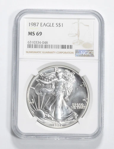 MS69 1987 American Silver Eagle NGC Brown Label *7194
