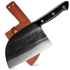 Serbian Chef 6.7 Inch, Handmade Professional Meat Cleaver with Leather Sheath...