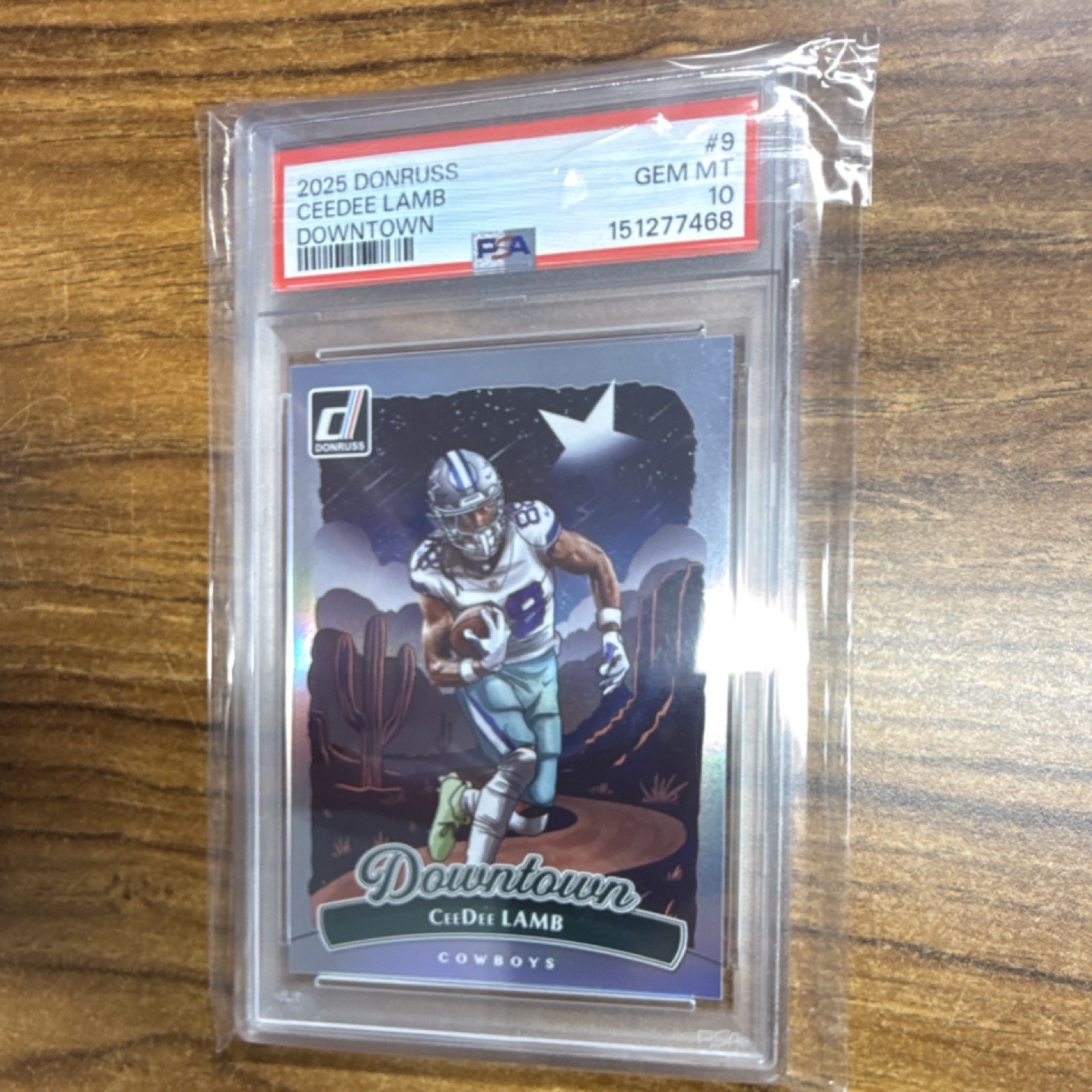 Panini Donruss 2025 Downtown! CeeDee Lamb #9 Dallas Cowboys PSA 10 Football Card