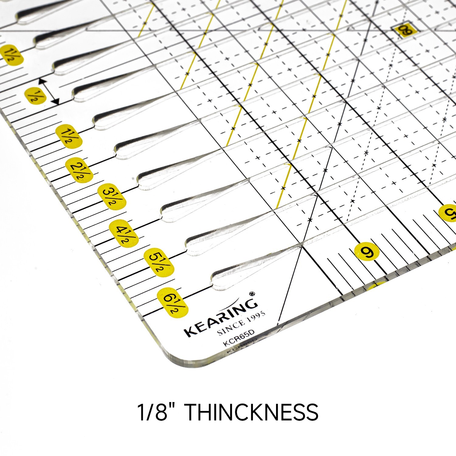 Large Slotted Quilting Ruler, Non-Slip Stripology Acrylic Ruler, 6.5" or 18.5"