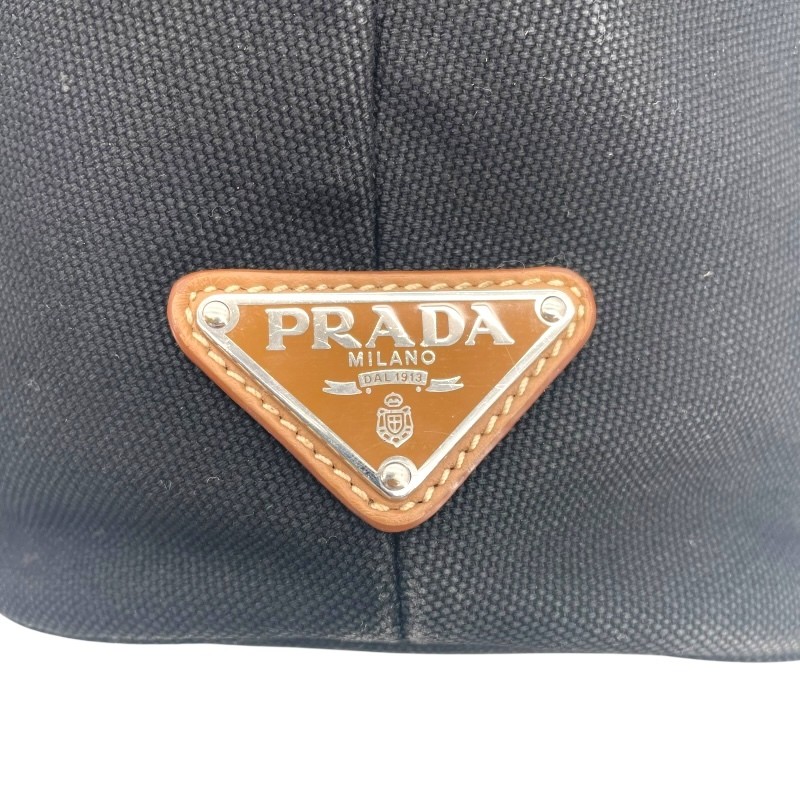 PRADA CANAPA Market Bag 1BG186 Black Canvas Handbag Ladies Used from japan thumbnail 7