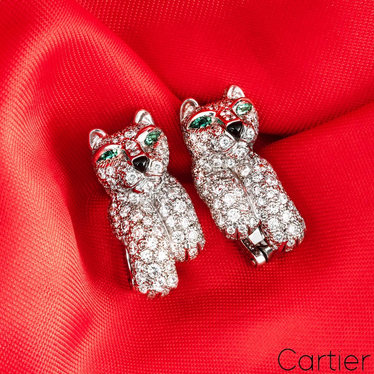Cartier White Gold Diamond Panthere De Cartier Earrings 2.70ct TDW