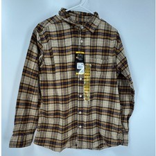 Eddie Bauer Men's Bristol Flannel Cotton Shirt Sz Medium Brown Plaid Button Down