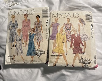 1989 McCall's Sewing Pattern 4370  Dress Size G (20,22,24)  vintage & 4269 Sz 20