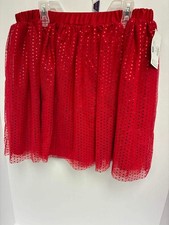 Holiday Time Girls XXL 18 Red Sparkly Mesh Tulle Skirt Tutu Christmas Lined NW