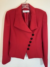 Tahari Arthur S. Levine Women's 5 Angled Button Blazer Jacket Size 4P Red