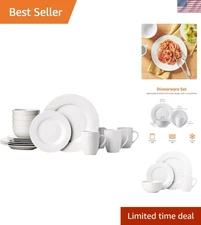 Elegant 16-Piece Porcelain Dinnerware Set for 4 - Dishwasher & Microwave Safe