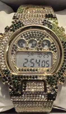 Activa X Invicta Mens Watch 51mm Silver Tone Camo Green ICE Bling