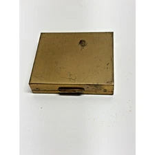 Vintage Compact Mirror Powder Case Gold-Tone Rectangle Art Deco 3"