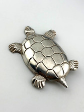 VINTAGE STERLING SILVER REPOUSSE TURTLE PIN B...