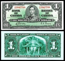 1937 Canada $1 Dollar Bill Gordon-Towers Crispy Bright Clean Rare High Grade #24