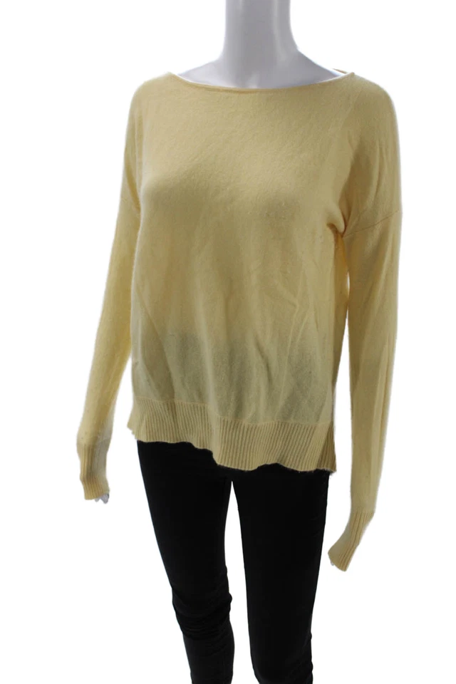 Suéter pulôver feminino Cullen amarelo cashmere gola redonda tamanho P - Imagem 2 de 4