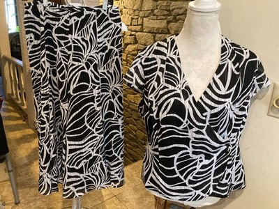 Jones Wear Separates 2-PC Skirt Tag (SZ 8 RUNS LARGE) & Top (SZ 12) Black NWT