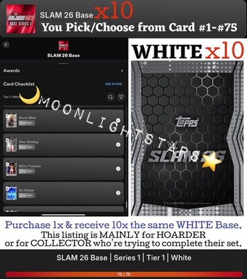 VIDEOGAME Topps WWE Slam 26 - BASE SERIES 1 ''2026'' White - You Pick/Choose