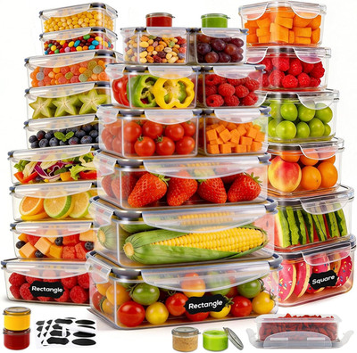 62PCS Thick Food Storage Containers with Airtight Lids for Meal Prep | Bpa-Free