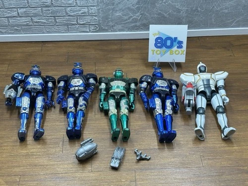 Vintage 1997 Bandai Beetleborg White Blaster Borg 5" Action Figure Lot Of 5