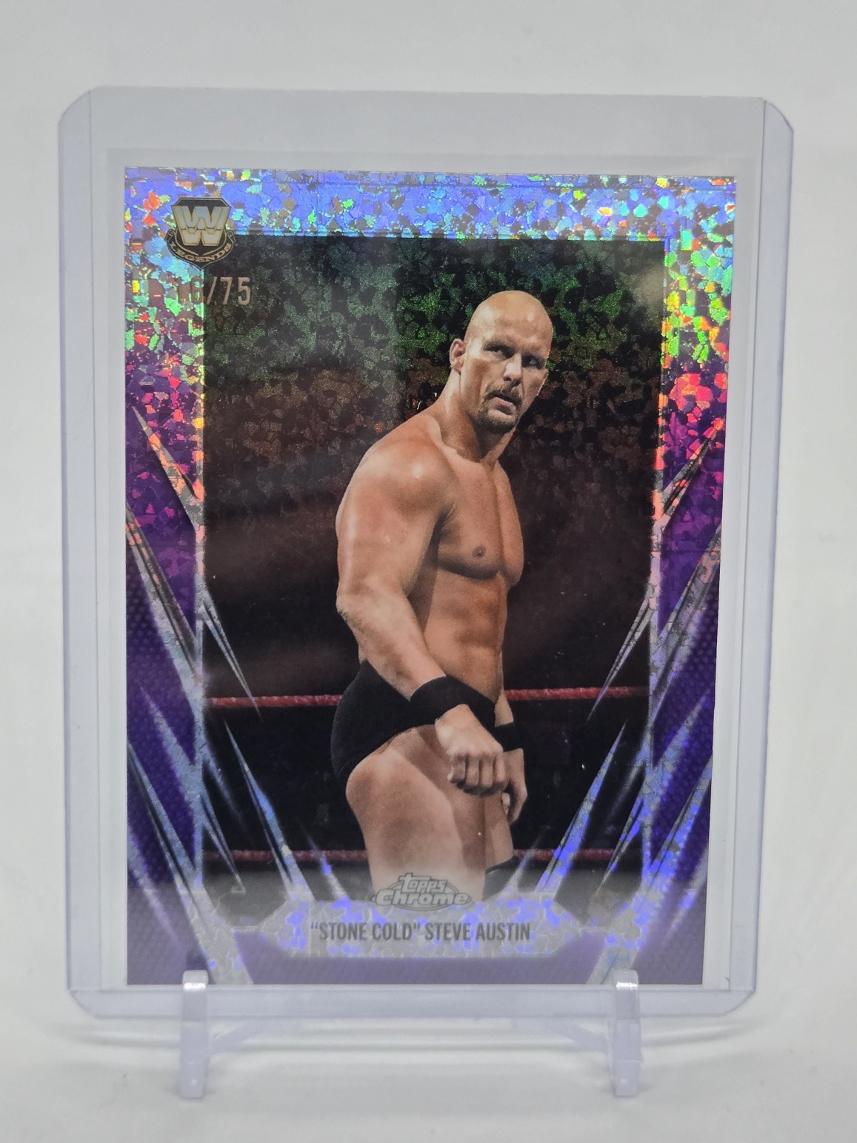 2026 Topps Chrome WWE Stone Cold Steve Austin Purple Mini Diamond Refractor /75