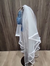 NEW Bridal Veil Two Tier White Ribbon Edge Wedding Accessory One Size/Was 135
