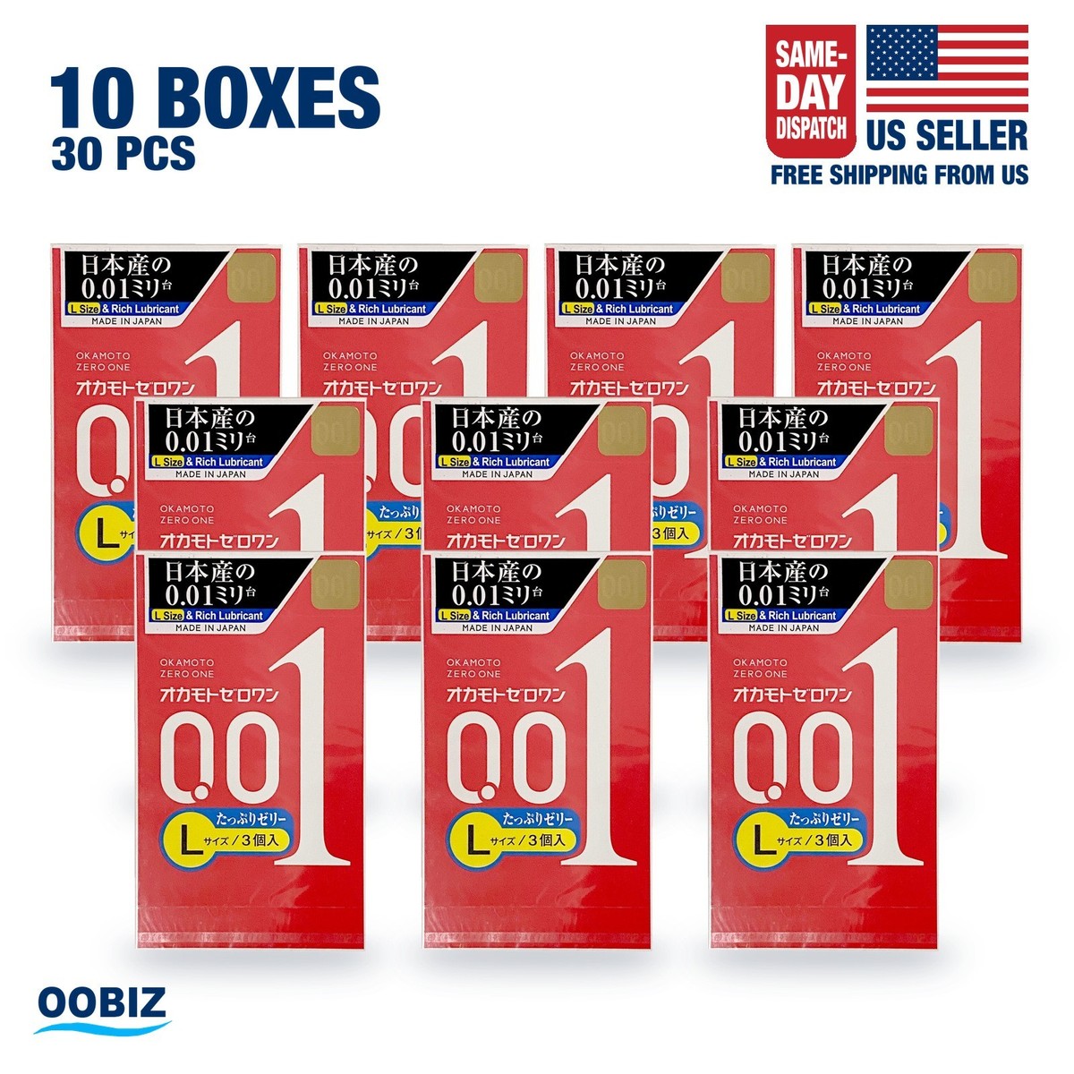 Okamoto 001 0.01mm Non-Latex Condoms 3pcs x 10 Boxes - Choose Type