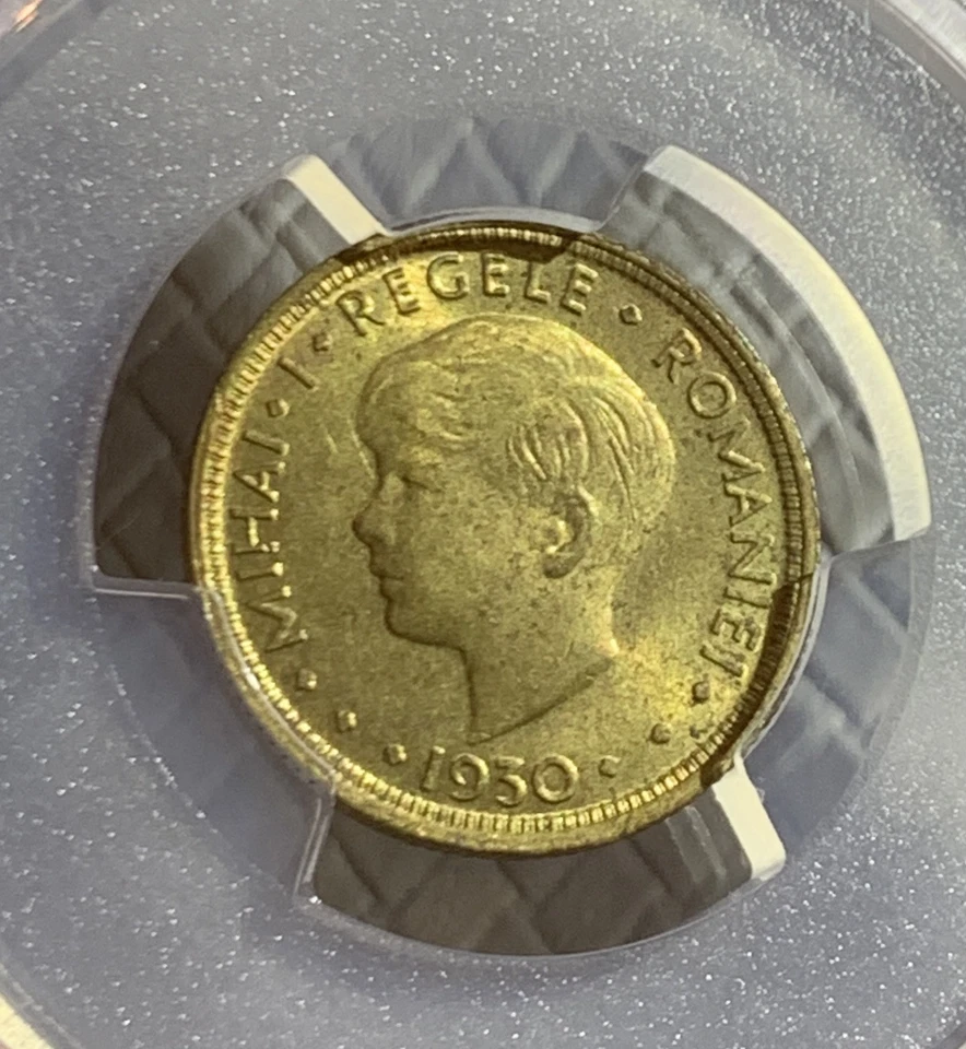 1930 H ROMANIA 5 LEI BRONZE PCGS MS64 KM-48 - Image 2 of 3