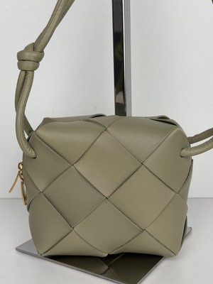 Bottega Veneta Mini Cassette Camera Bag in Green Intrecciato