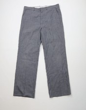 Vintage 70s Streetwear Mens Size 34x30 Wool Chambray Wide Leg Chino Pants Gray