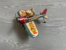 VINTAGE 1940 Marx Tin Wind Up Popeye the Pilot Airplane ORIGINAL WORKING
