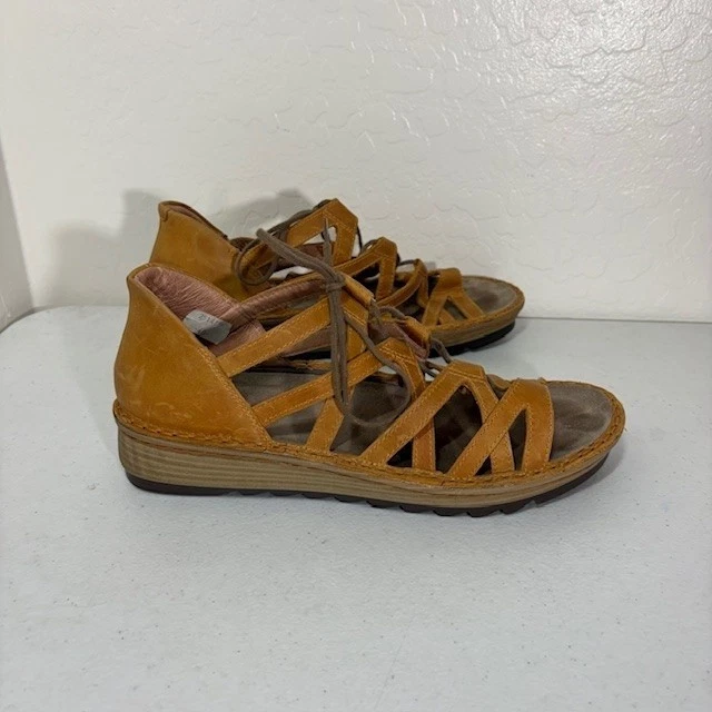 Zapatos Naot Mujer Talla 40 Cuero Marrón Sandalias Gladiador Con Cordones Cómodas Milenrama Foto 3 de 4