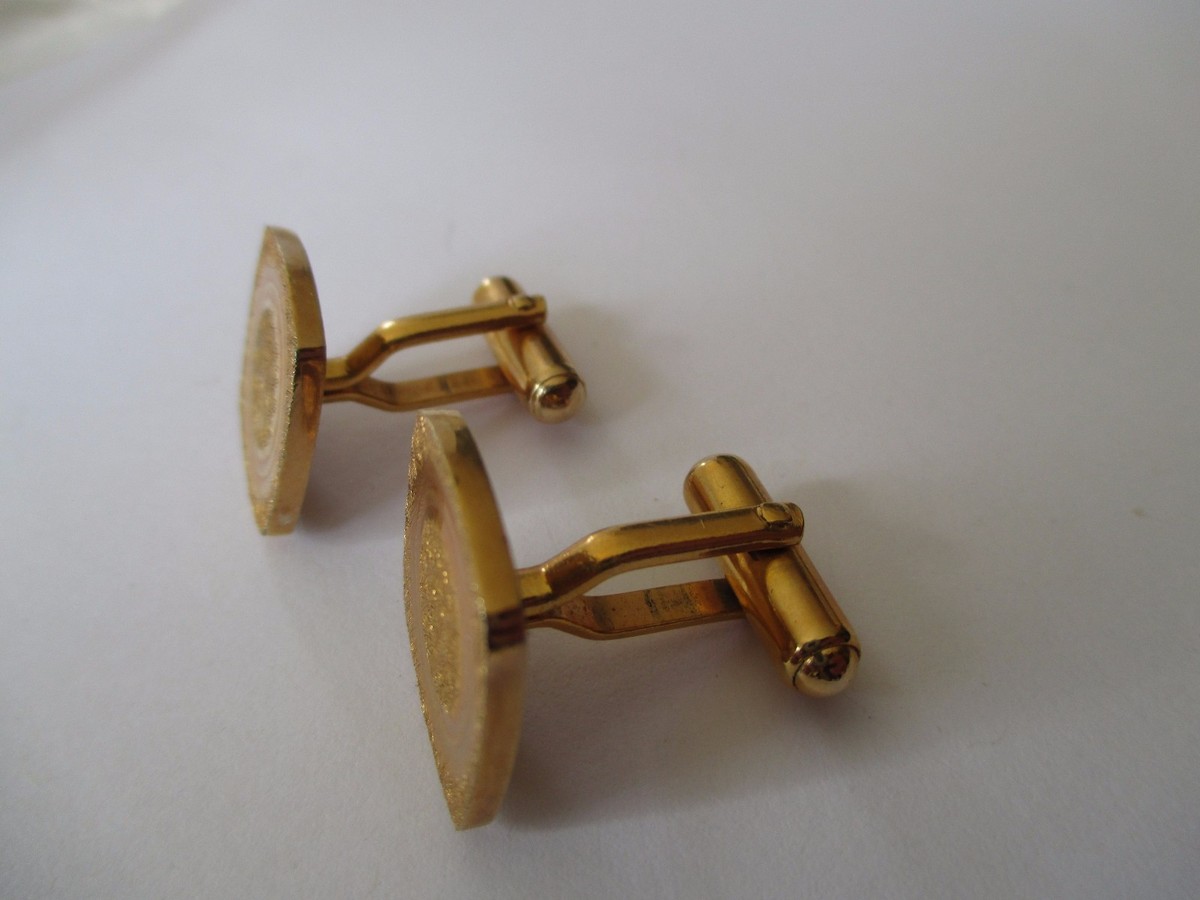 Boutons De Manchette Vintage Homme Tibi – Design En Relief Couleur Or, Référence 2374, état Impeccable