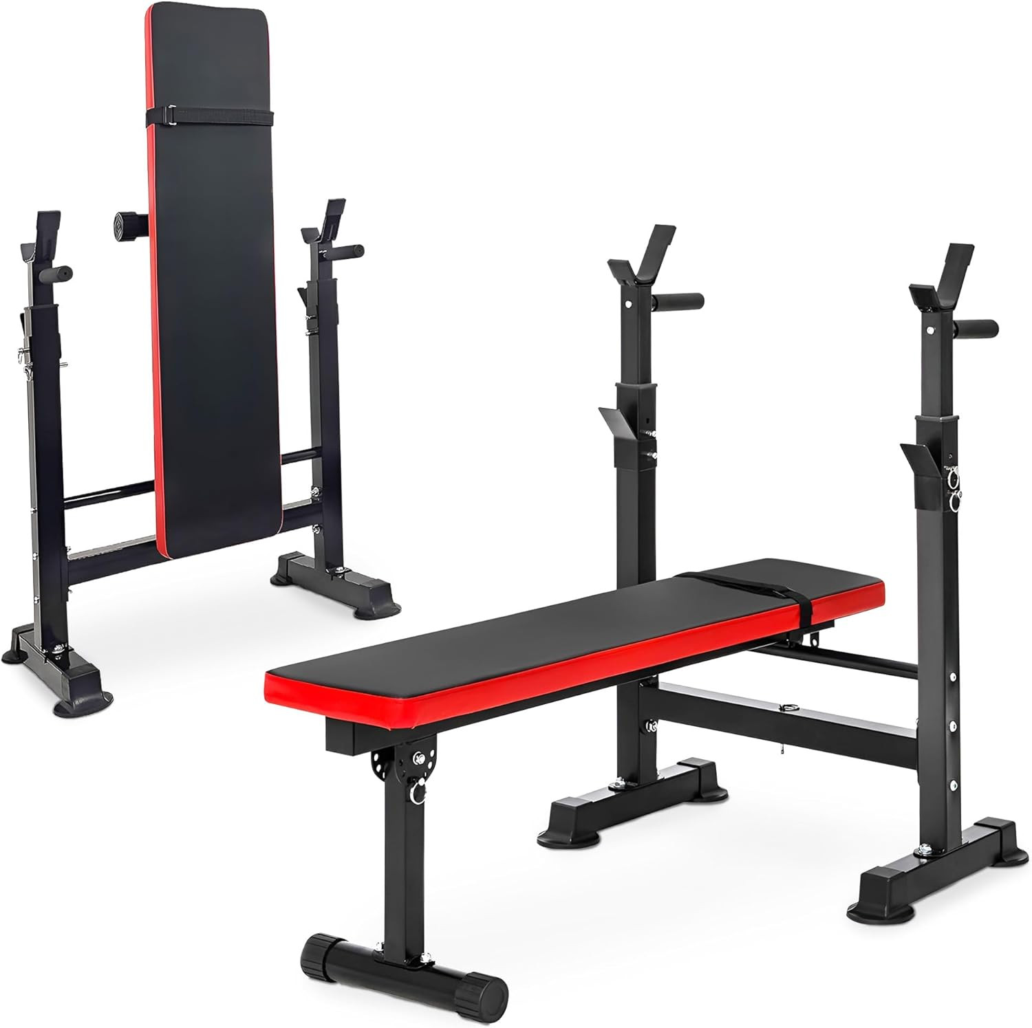 Banco de Pesas Ajustable con Soporte para Sentadillas, Estación de Entrenamiento de Fuerza para Gimnasio en Casa