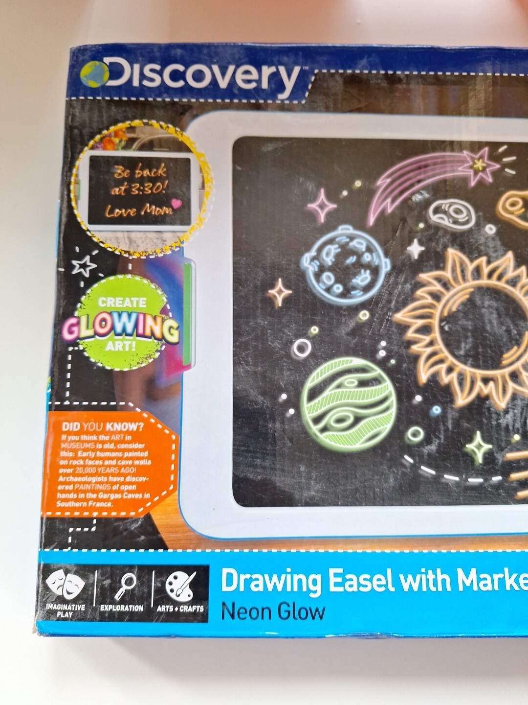 Discovery Drawing Easel with Markers Neon GLOW 5 Different Light Modes NEW 