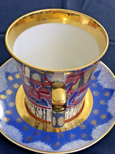 Lomonosov Porzellan große 350 ml Kakao Becher mit Untertasse. Hand decorated. - Picture 11 of 24