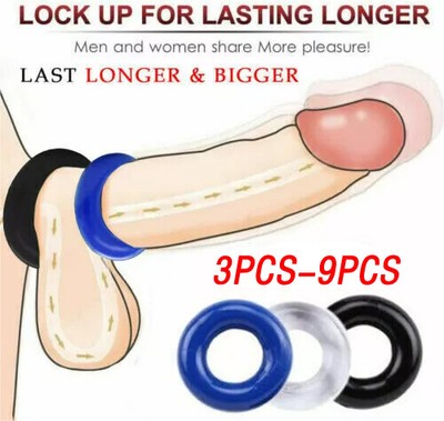 Cock Ring Stay Hard Penis Enhancer Enlonger 3 Pack Penis Ring Sex-Toys Men  ED | eBay