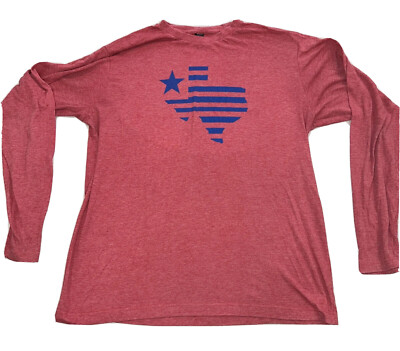 Tultex Pre Shrunk State Of Texas Stars And Stripes Long Sleeve T Shirt Red Sz Lg