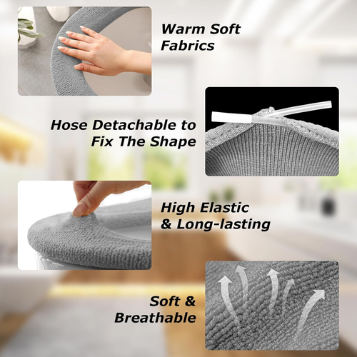 5 Pack Thicker Bathroom Toilet Seat Cover Pads- Soft Warmer Toilet Seat Cushion - Picture 3 of 12