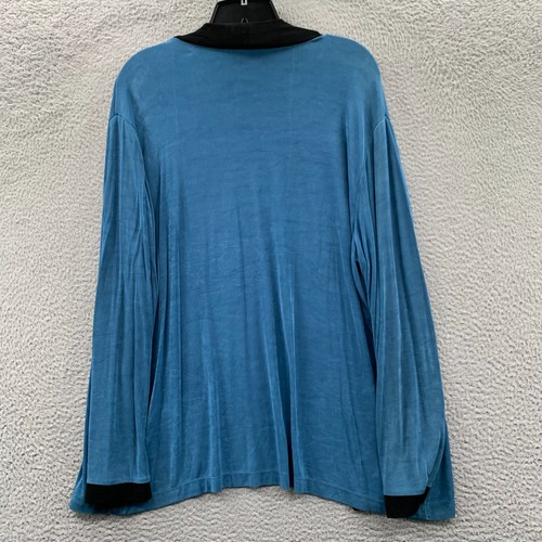 SLINKY BRAND Blouse Womens Large Cardigan Top Blue Black - Picture 2 of 7