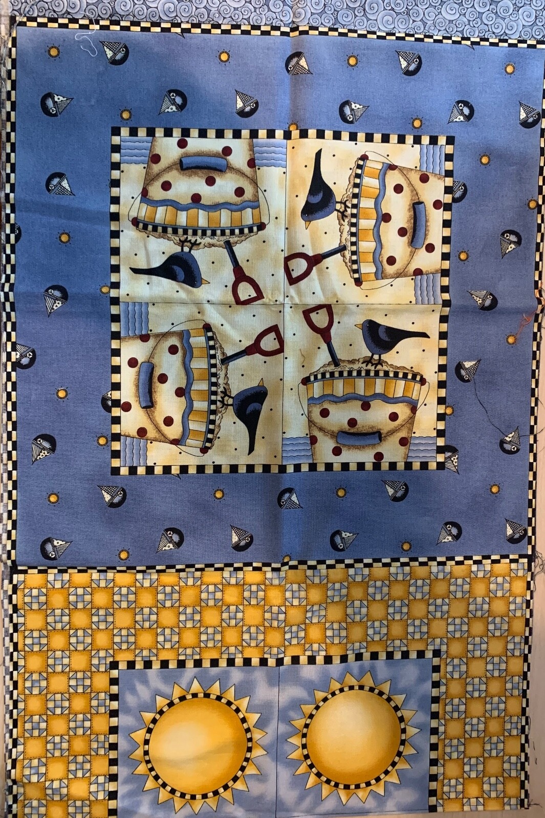 Verano Picnic Playa Cojín Panel Tela de Algodón 38.1x142cm - para 2 Cojines